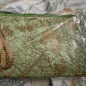 Green embroidered purse!